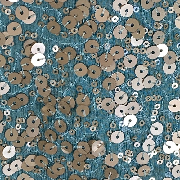 Badgley Mischka Aqua & Gold Sequin Occasion Dress - Picture 6 of 8